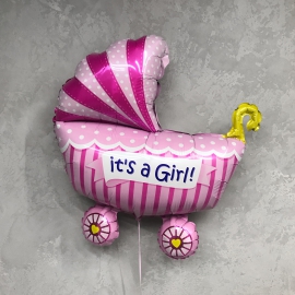 Коляска Шар фигура Фольгированный розовая для девочки в Саратове