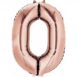 Фольгированный шар Цифра 0 Розовое золото - 102см в Саратове